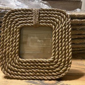 Pier 1 NEW 4 x 4 photo frame--nautical/rustic, brown--lrg qtys